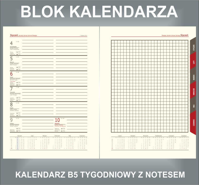 Kalendarz B5 Tygodniowy Z Notesem NEBRASKA