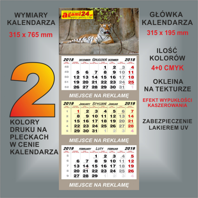 Kalendarz Trojdzielny Indywidualny Kalendarz Firmowy kalendarz 1997 r