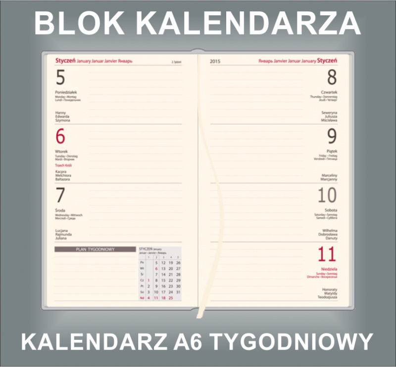 Kalendarz A6 Tygodniowy 128 Str Oprawa Acero kalendarz a6